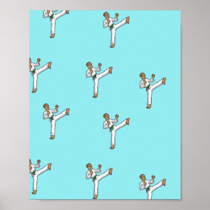 Poster mestre em artes marciais em azul