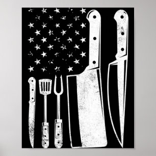 Poster Mestres churrasco bandeira EUA patriótico quarto d