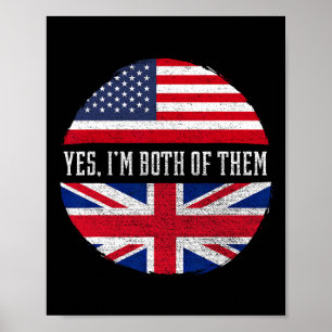 Poster Metade Americano Metade Britânico Bandeira Dos EUA
