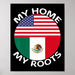 Poster Metade do México Meio Bandeira Americana Usa Méxic