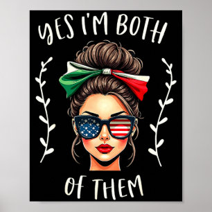 Poster Metade mexicano americano ambas da bandeira do méx