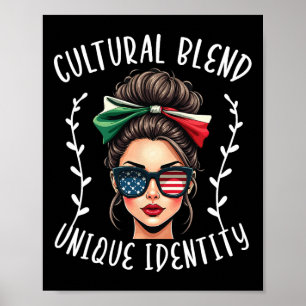 Poster Metade Mexicano Metade Americano Bandeira Dos EUA 