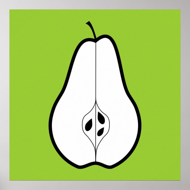 Poster Metade Preta de Pear. Ilustração de linha. (Frente)