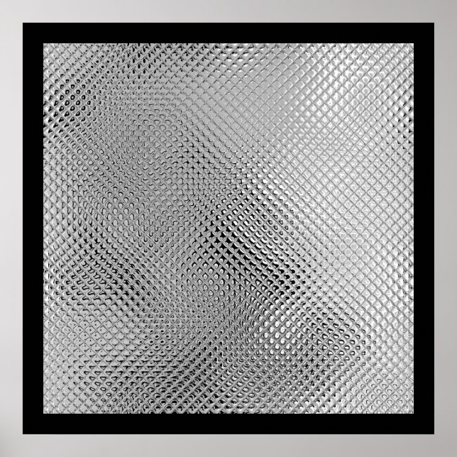 Pôster Metal Abstrato Preto Reflexivo Prata (Frente)