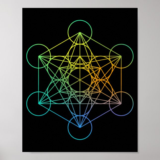 Poster Metatrons Cube Sacred Geometry Funny Family Retro  (Frente)