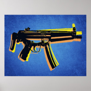 Pôster Metralhadora MP5 secundária no azul
