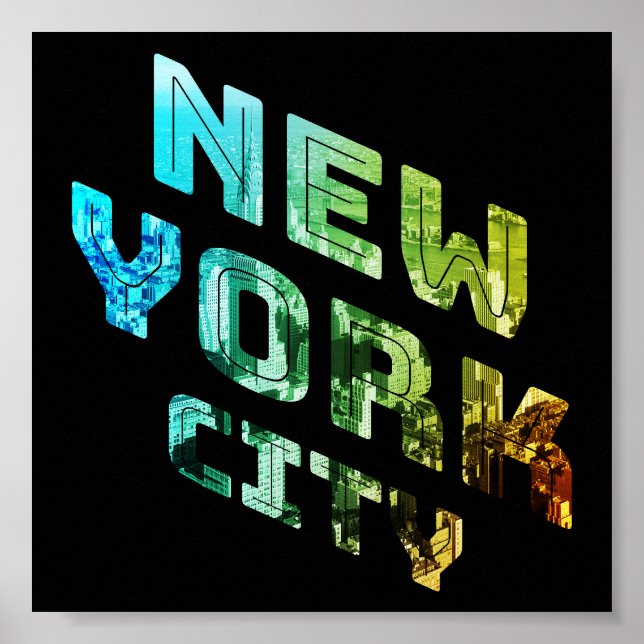 Poster Metro de Manhattan Centro Skyline Nova Iorque NYC (Frente)