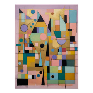 Pôster Metrópole Geométrica Pastel
