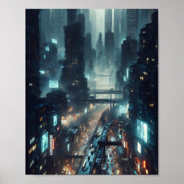 Poster Metrópolis Distópica - Gerada por AI futurística