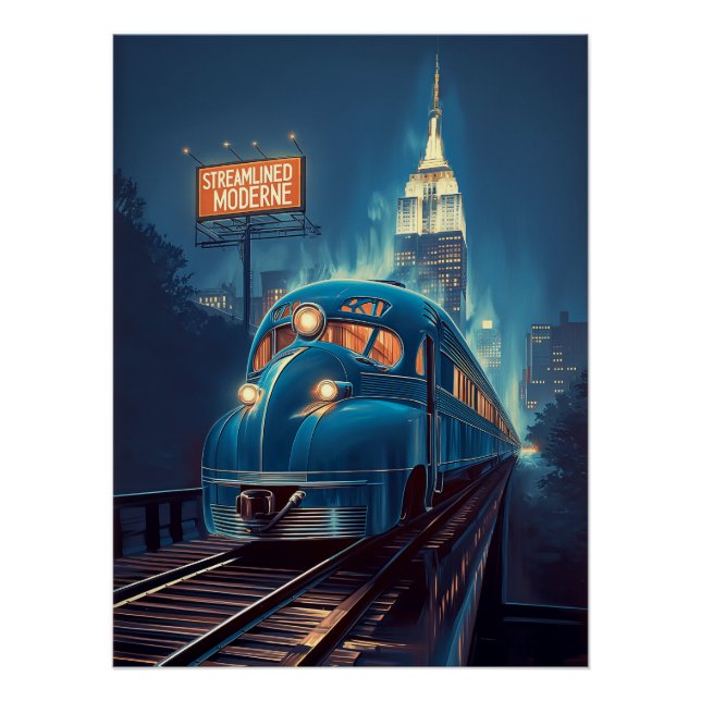 Pôster Metropolis Express | Art Deco New York Train (Frente)