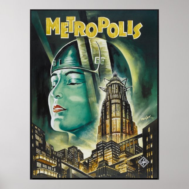 Poster METROPOLIS Fritz Lang Sci-Fi Drama 1927 Antigo Fil (Frente)