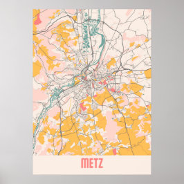 Poster Metz - Mapa da cidade de Chalk na França