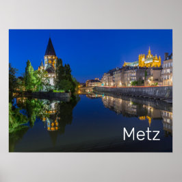 Poster Metz Temple Neuf França Night Moselle Souvenir