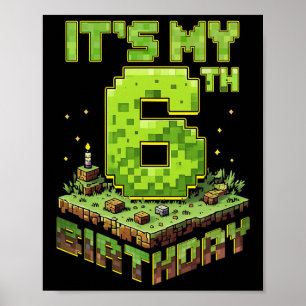 Poster Meu 6º Aniversário 6 Bolo Vídeo Gamer Meninos Cria
