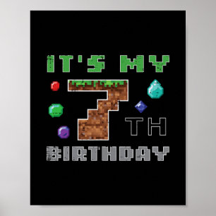 Poster Meu 7º Aniversário Pixel 7 Vídeo de Jogos para Men