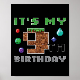 Poster Meu 9º Aniversário Pixel 9 Gamer Vídeo Jogos Menin