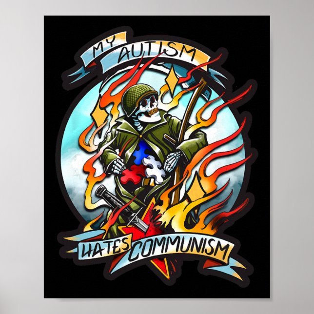 Poster Meu Autismo Odeia Comunismo (Frente)