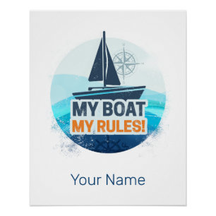 Pôster Meu Barco Minhas Regras para Capitão ou Skipper Vi