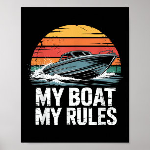 Poster Meu Barco Minhas Regras Retro Boater Vintage Motor