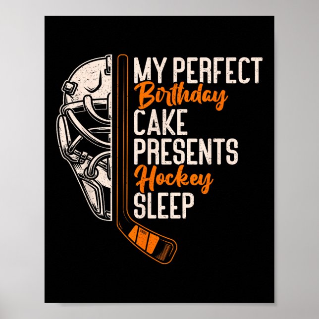 Poster Meu Bolo de Aniversário Perfeito Presentes Hóquei  (Frente)