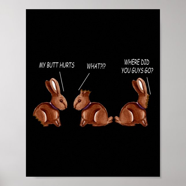 Poster Meu Bumbum Dói Coelho de Chocolate Funny Easter  (Frente)
