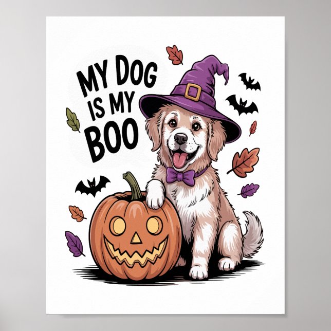 Poster Meu cachorro é meu Boo Halloween (Frente)