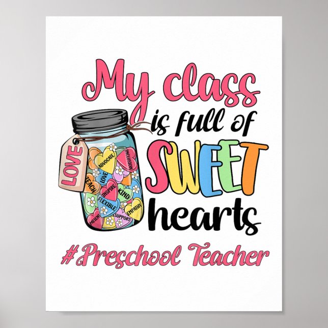 Poster Meu Cl É Cheio Do Professor De Pré-Escolas De Doce (Frente)