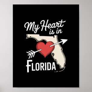 Poster Meu Coração Está Na Flórida Fofa Amor Pelo Estado