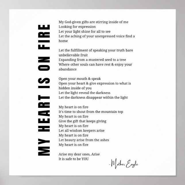 Poster Meu coração está no posto poema de encorajamento d (Frente)