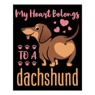 Pôster Meu Coração Pertence a um Pai Dachshund Doxie Mãe
