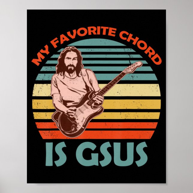 Poster Meu Cordão Favorito É Gsus Jesus Guitarista Guitar (Frente)