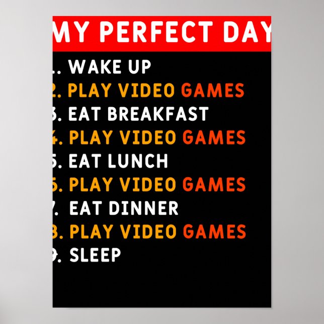Poster Meu dia perfeito - Videos games (Frente)