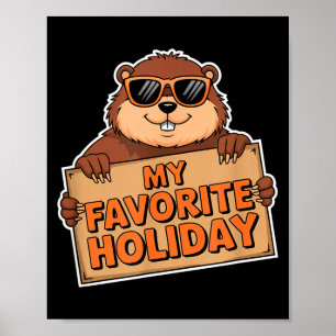 Poster Meu feriado favorito Dia do Groundhog Animais engr