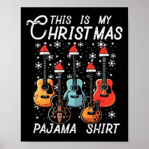 Poster Meu Natal Pajama Camisa Guitarras Xmas Rock Men Bo