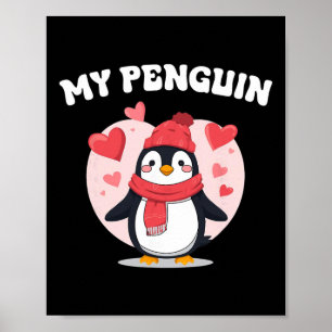 Poster Meu Pinguim Amor Cute Corações Romance de Valentão