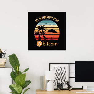 Poster Meu Plano de Aposentadoria Bitcoin Praia Pôr do So