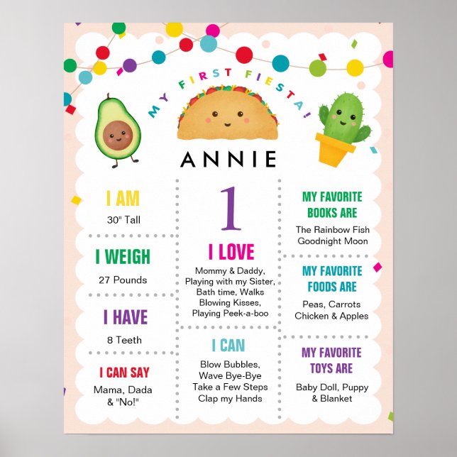 Poster Meu Primeiro Sinal De Jovem Fiesta De 1 Ano (Frente)