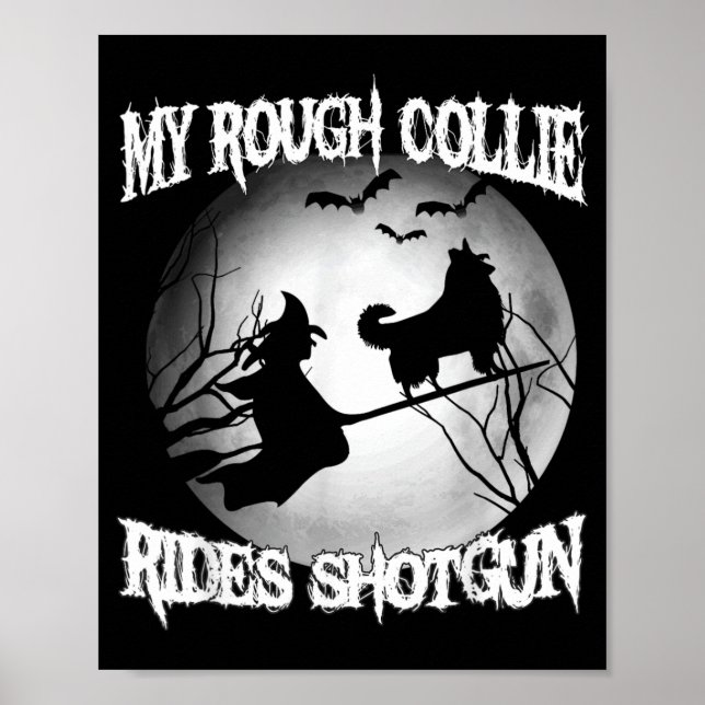Poster Meu Rough Collie Cavalga Tiro de Halloween (Frente)