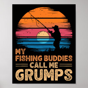 Poster Meus Amigos de Pesca Me Chamam de Grumps Retro Vin