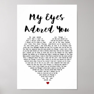 Poster Meus Olhos Te Adoravam Música Coração Lyric Wall A
