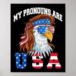 Poster Meus Pronomes São Águia Dos EUA Americana Engraçad