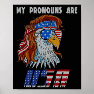 Poster Meus Pronomes São Bandeira Dos EUA George Washingt