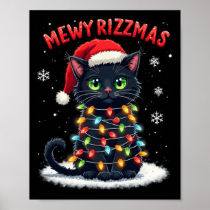 Poster Mewy Rizzmas Papais noeis Engraçados Cat Mewing Pi