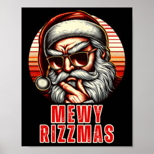 Poster Mewy Rizzmas Papais noeis Engraçados Mewing Piada 