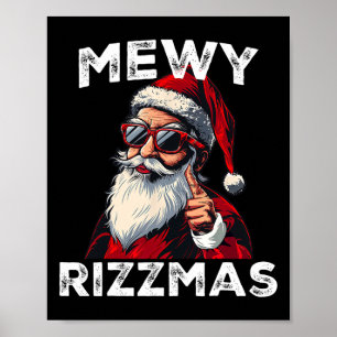 Poster Mewy Rizzmas Papais noeis Engraçados Mewing Piada