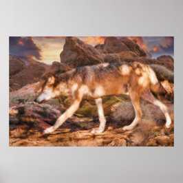 POSTER MEXICAN RED WOLF DESERT TREK