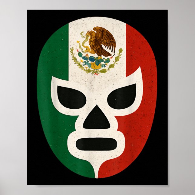 Poster Mexican Wrestling Mask Lucha Libre Flag Aztec  (Frente)