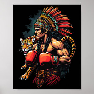 Poster Mexicano Boxando Guerreiro Inca com Espírito Jagua