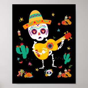 Poster Mexicano Dia De Los Muertos Skeletons Crianças Dan