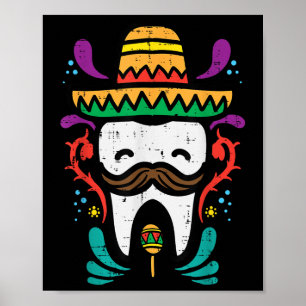 Poster Mexicano Engraçado Cinco de Mayo Dentista Dental I